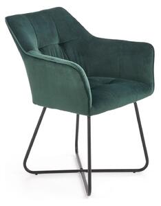 Scaun tapitat K377, verde inchis/negru, stofa catifelata/metal, 60x62x