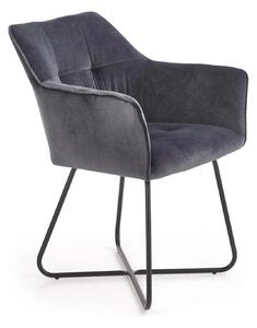 Scaun tapitat K377, gri inchis/negru, stofa catifelata/metal, 60x62x81