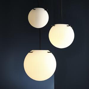 FRANDSEN Lampă suspendată Koi, sticlă, alb/negru, Ø 25 cm, reglabil, Alb, Camera de zi / sufragerie, Sticlă, Design, glob