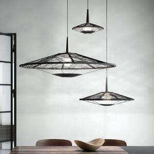Forestier Carpa M lampă suspendată, negru, Ø 60 cm, reglabil, Negru, Camera de zi / sufragerie, Țesătură / Textil, Design