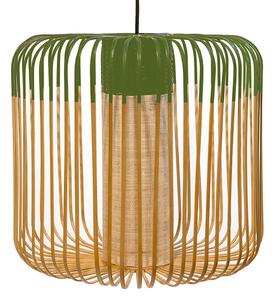 Forestier Lampă suspendată Bamboo M, Ø 45 cm, verde, reglabil, Verde, Camera de zi / sufragerie, Bamboo, Design