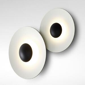 MARSET Ginger 32C LED lampă de perete Ø32cm stejar/alb, reglabil, Lemn, Camera de zi / sufragerie, Metal, Design