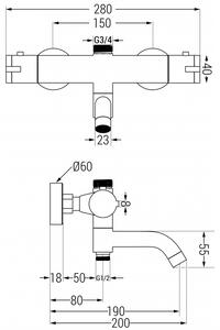 Mexen Kai baterie termostatica pentru baie si duș, Grafit - 77900-66