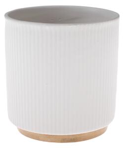 Vas ceramic cu bază de bambus alb, 15 x 12 cm