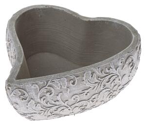 Capac pentru ghiveci din beton Lace heart grey, 18 x 21 cm