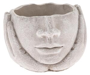 Capac pentru oală din beton Cap în mâini gri, 15 x11 cm