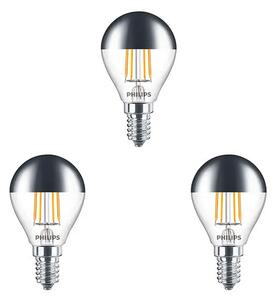 3-pack Bec LED 4W Filament Top Oglindit Coroană (397lm) E14 - Philips