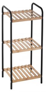 Erga Oscar, raft metalic cu trei rafturi pentru baie 31x26x74 cm, negru-maro natural, ERG-YKA-P.OSCAR