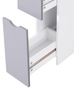Mobilier tip coloana pentru baie cu 2 compartimente deschise, o usa si 2 sertare din lemn MDF si fier, Alb, gri 15x33x140cm HOMCOM | Aosom RO