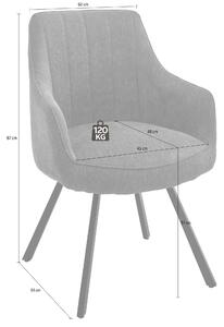 Set 2 scaune rotative tapitate cu stofa si picioare metalice, Sassello Burgundy / Negru, l60xA61xH87 cm
