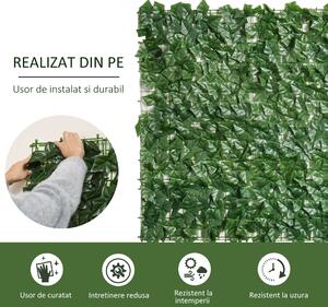 Gard Iedera Artificiala Outsunny, gard verde din PE Anti-UV, Verde Inchis 300x100cm | Aosom RO
