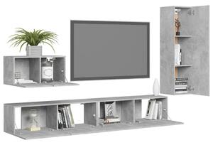 Set de dulapuri TV, 4 buc., gri beton, lemn prelucrat