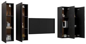 Dulapuri TV, 4 buc, negru, 30,5x30x110 cm, lemn prelucrat