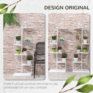 Outsunny Jardiniera din Metal cu 5 Etajere, Suport de flori pentru Interior si Exterior, 53x33x154cm, Alb | Aosom Ro