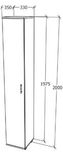 Dulap haaus Como, 1 Usa, Antracit/Alb, L 33 x l 35 x H 200 cm