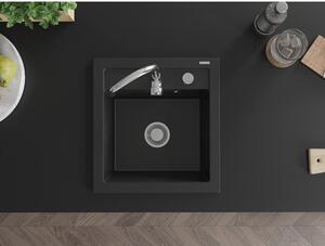 Mexen Vito chiuvetă de granit cu 1 compartiment 520 x 490 mm, Neagră - 6503521000-77
