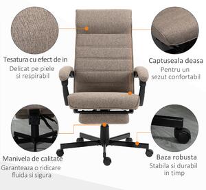 Scaun de birou pentru casa cu spatar inalt Vinsetto, scaun rabatabil din in, cu inaltime reglabila | Aosom RO