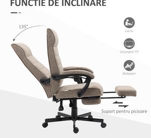Scaun de birou pentru casa cu spatar inalt Vinsetto, scaun rabatabil din in, cu inaltime reglabila | Aosom RO