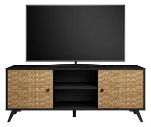 Comodă TV neagră cu aspect de lemn exotic 136x53 cm Hanoi - Marckeric