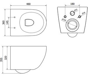 Mexen Lena vas de toaletă Rimless cu capac slim cu închidere lentă , duroplast, Negru mat - 30220185