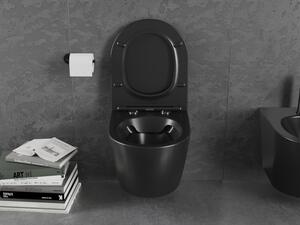 Mexen Lena vas de toaletă Rimless cu capac slim cu închidere lentă , duroplast, Negru mat - 30221085