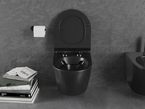 Mexen Lena vas de toaletă Rimless cu capac slim cu închidere lentă , duroplast, Negru mat - 30220185