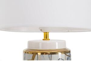 Veioză alb-auriu din ceramică cu abajur textil (înălțime 48 cm) Glam Abstract – Mauro Ferretti