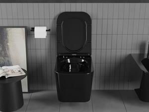Mexen Teo vas de toaletă Rimless cu capac slim cu închidere lentă , duroplast, Neagră - 30854070