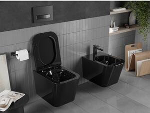 Mexen Teo vas de toaletă Rimless cu capac slim cu închidere lentă , duroplast, Neagră - 30854070