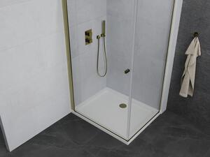 Mexen Pretoria cabină de duș cu balamale 70 x 80 cm, transparent, Aurie + cadă de duș Flat - 852-070-080-50-00-4010