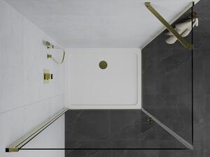 Mexen Pretoria cabină de duș cu balamale 70 x 80 cm, transparent, Aurie + cadă de duș Flat - 852-070-080-50-00-4010