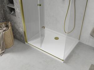 Mexen Lima cabină de duș pliabilă 80 x 70 cm, transparent, Aurie + cadă de duș Flat - 856-080-070-50-00-4010