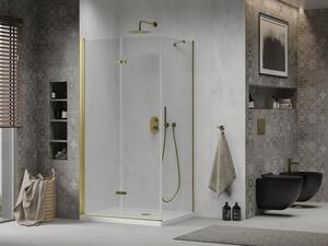 Mexen Lima cabină de duș pliabilă 80 x 70 cm, transparent, Aurie + cadă de duș Flat - 856-080-070-50-00-4010