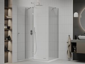 Mexen Roma cabină de duș cu balamale 70 x 80 cm, transparent, Crom + cadă de duș Flat - 854-070-080-01-00-4010