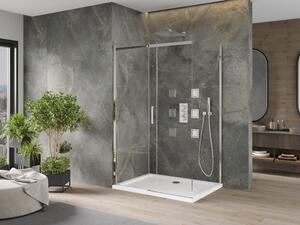 Mexen Omega cabină de duș extensibilă 100 x 70 cm, transparent, Crom + cadă de duș Flat - 825-100-070-01-00-4010