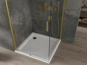 Mexen Omega cabină de duș extensibilă 100 x 100 cm, transparent, Aurie + cadă de duș Flat - 825-100-100-50-00-4010