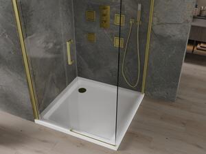 Mexen Omega cabină de duș extensibilă 100 x 100 cm, transparent, Aurie + cadă de duș Flat - 825-100-100-50-00-4010
