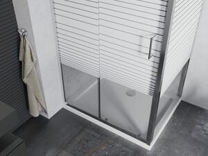 Mexen Apia cabină de duș extensibilă 90 x 70 cm, Dungi, Crom + cadă de duș Flat - 840-090-070-01-20-4010