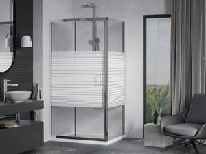 Mexen Apia cabină de duș extensibilă 90 x 70 cm, Dungi, Crom + cadă de duș Flat - 840-090-070-01-20-4010