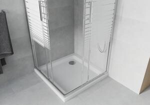 Mexen Rio cabină de duș pătrată 70 x 70 cm, Dungi, Crom + cadă de duș Flat, Albă - 860-070-070-01-20-4010