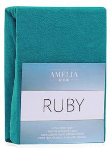Cearșaf elastic pentru pat dublu AmeliaHome Ruby Siesta, 220-240 x 220 cm, turcoaz