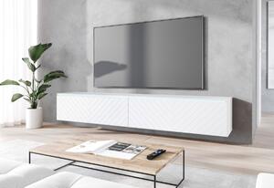 Comodă TV MENDES D 4, 180x30x33, albă/jodelka, cu iluminare LED