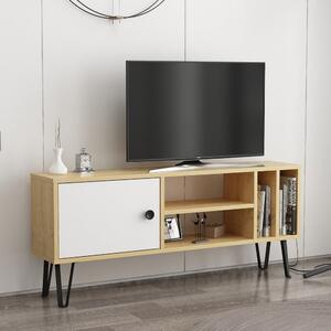 Comodă TV albă/cu aspect de lemn de stejar 120x52 cm Arven – Kalune Design