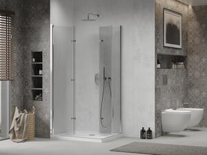 Mexen Lima Duo cabină de duș pliabilă 80 x 70 cm, transparent, Crom + cadă de duș Flat - 856-080-070-01-02-4010