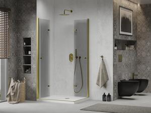Mexen Lima Duo cabină de duș pliabilă 80 x 70 cm, transparent, Aurie + cadă de duș Flat - 856-080-070-50-02-4010G