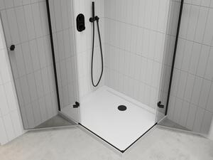 Mexen Roma Duo cabină de duș cu balamale 80 x 70 cm, transparent, Neagră + cadă de duș Flat - 854-080-070-70-02-4010B