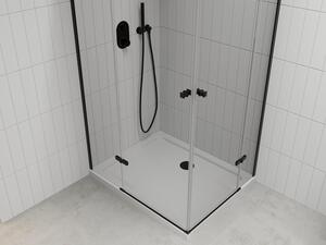 Mexen Roma Duo cabină de duș cu balamale 80 x 70 cm, transparent, Neagră + cadă de duș Flat - 854-080-070-70-02-4010B