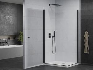 Mexen Pretoria Duo cabină de duș cu balamale 80 x 70 cm, transparent, Neagră + cadă de duș Flat - 852-080-070-70-02-4010B