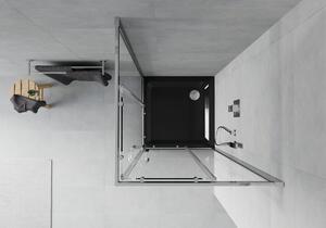Mexen Rio cabină de duș pătrată 70 x 70 cm, transparent, Crom + cadă de duș Flat, Neagră - 860-070-070-01-00-4070