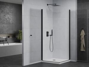 Mexen Pretoria Duo cabină de duș cu balamale 70 x 70 cm, transparent, Neagră + cadă de duș Flat - 852-070-070-70-02-4010B